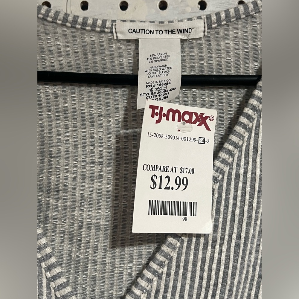 T.J.Maxx Black and White Striped Wrap Blouse - Picture 3 of 3